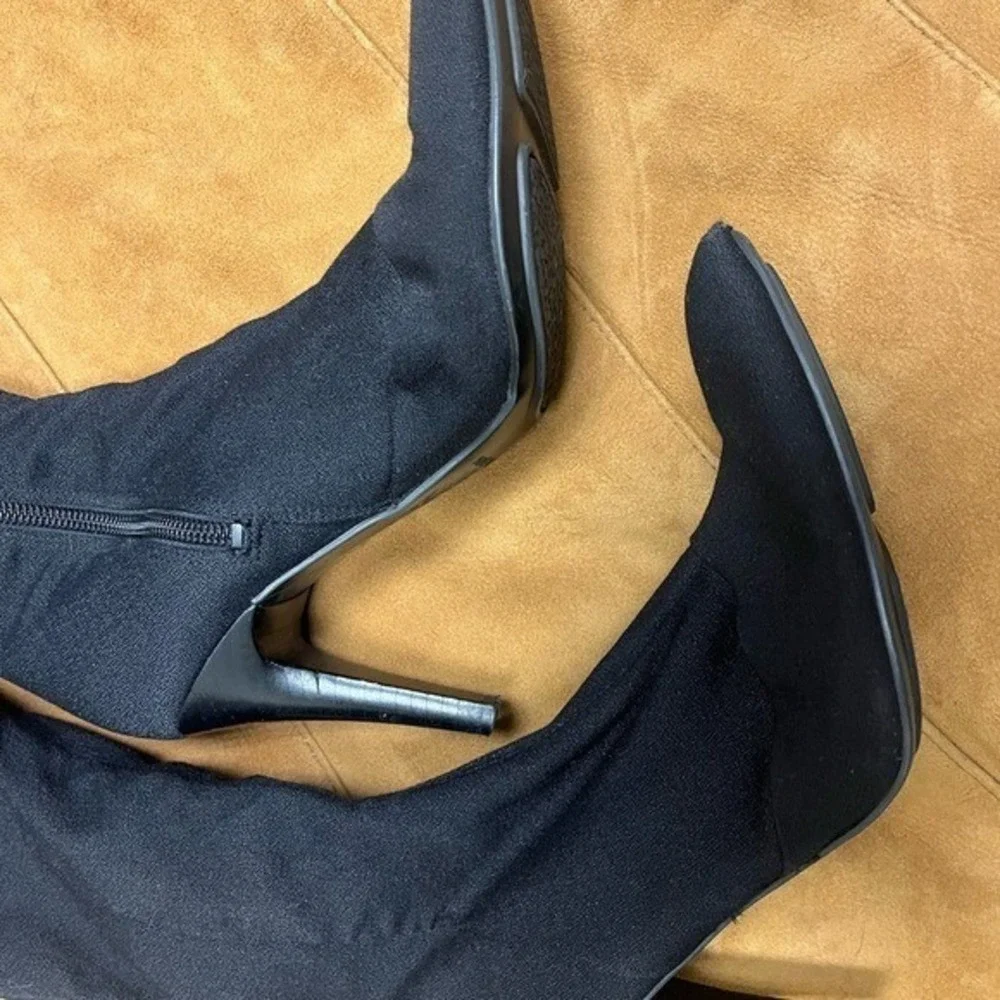 Nine West‎ Sinisterm Black Over The Knee Stretch Boots Stiletto Heel Womens 7M